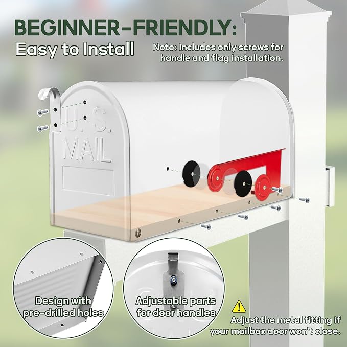 Mail Boxes for House Outside, RAINHOL White Mailboxes for Outside, Galvanized Steel Post-Mount Mailboxes, 19 x 8.7 x 6.7 Inches