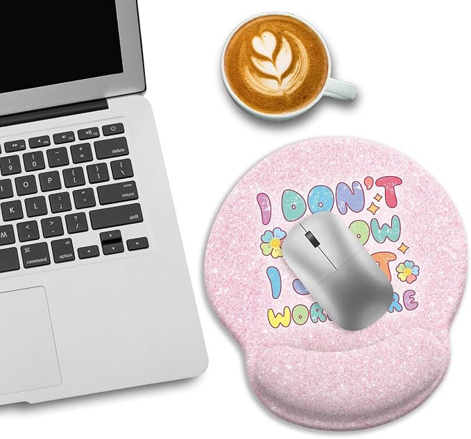 LIMKRIAN Pink Ergonomic Mouse Pad with Wrist Rest, Funny Gaming Mousepad Wrist Support with Non-Slip Pain Relief PU Base, Cute Computer Mouse Pads for Desk Pink Office Desk Accessories Decor Supplies