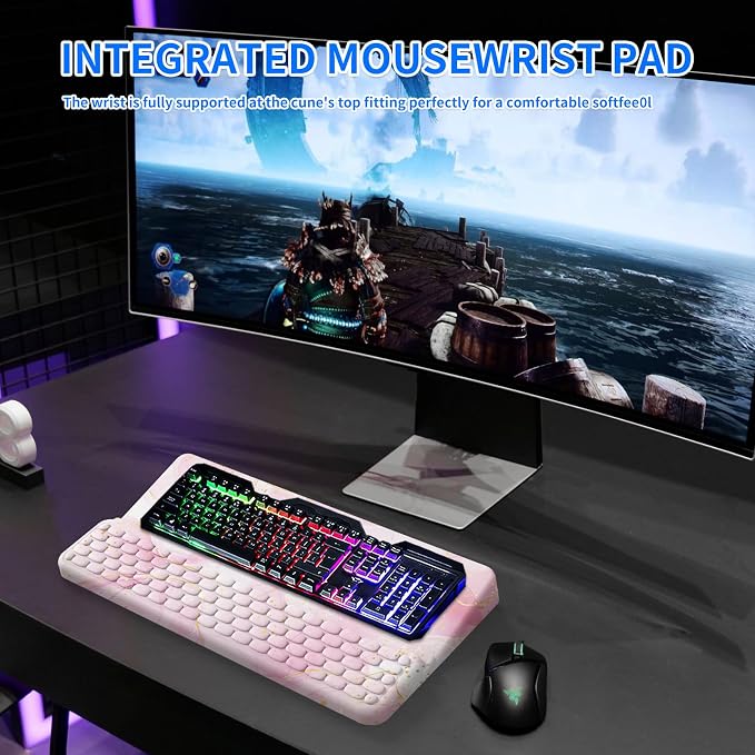 Keyboard Stand for Desktop, Keyboards Wrist Rest, Ergonomic Keyboards Holder for Easy Typing Working, Wrist pad for Keyboards with Comfortable Wrist Rest for Keyboard Pink