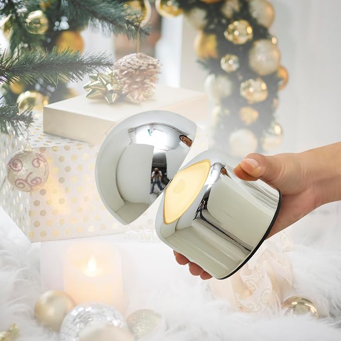 SAIWEYA Modern Cordless Mushroom Small Table Lamp, Dimmable Touch Battery | 3-Way Dimmable, Mini Rechargeable LED Desk Lamp, Night Light, Bedside Nightstand Lamps for Bedroom, Living Room