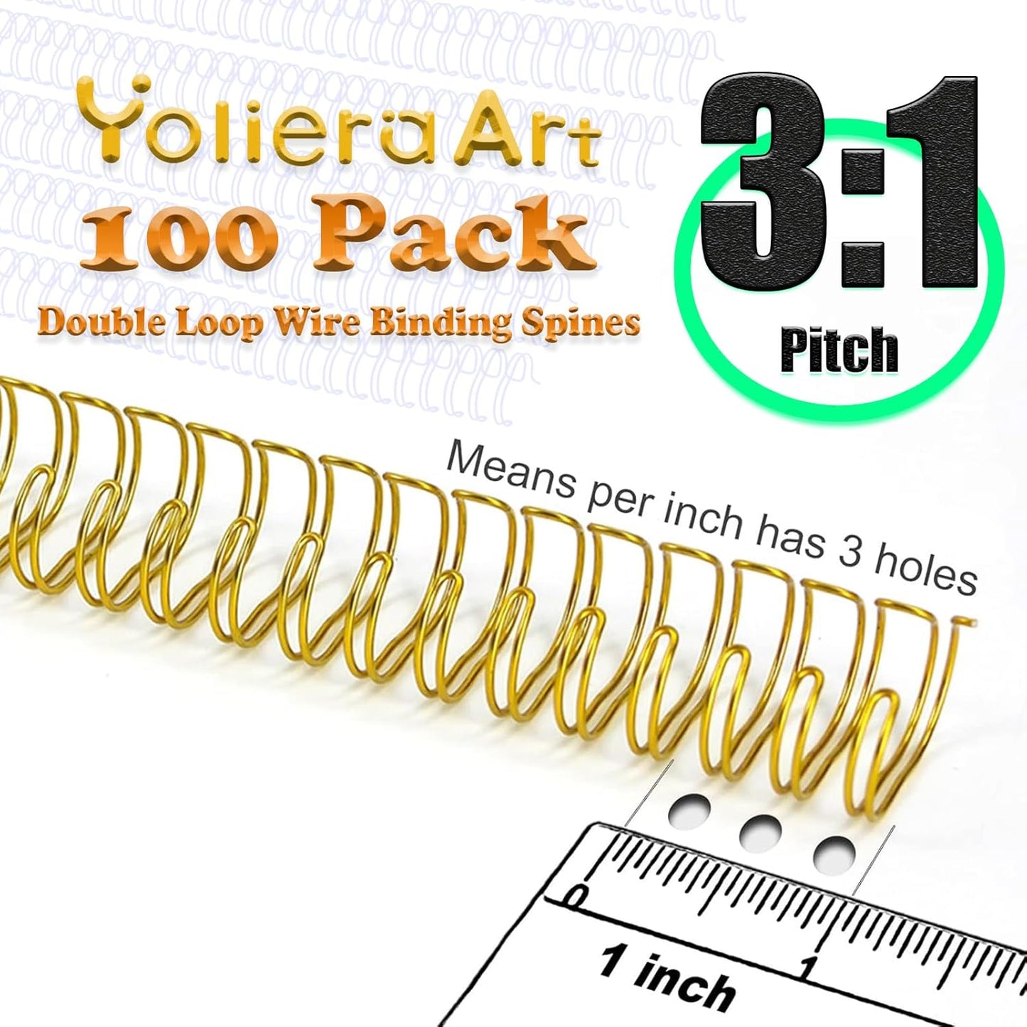 3 to 1 Pitch Twin Loop Wire Binding Spines, 3/8 Inch Book Binder Combs, 100 Pack Spiral Binding Coils for Booking Binder Machine, Students and Coworkers (60 Sheet Capacity, Red)