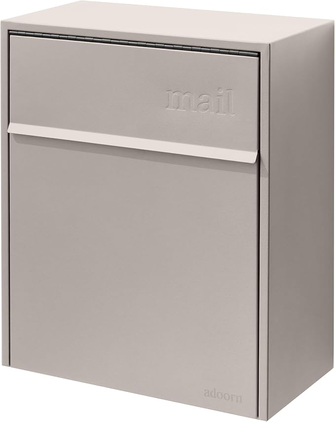 Adoorn Lockable Wall Mount Mailboxes for Outside - Large Anti-Theft Locking Mailbox for Letters - Weatherproof Construction - Durable Steel - 18.5" H x 15" L x 7.5" D - Sandstone