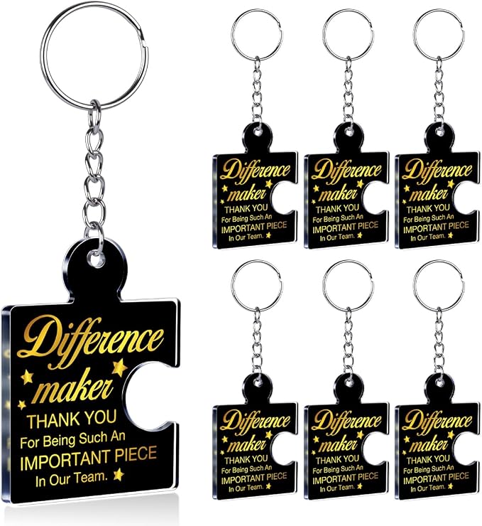 Team Appreciation Gifts Bulk Thank You Keychains for Coworkers | Gift Set for Employee, Staff, Teachers, Teamwork Puzzle Piece Keyring, Acrylic