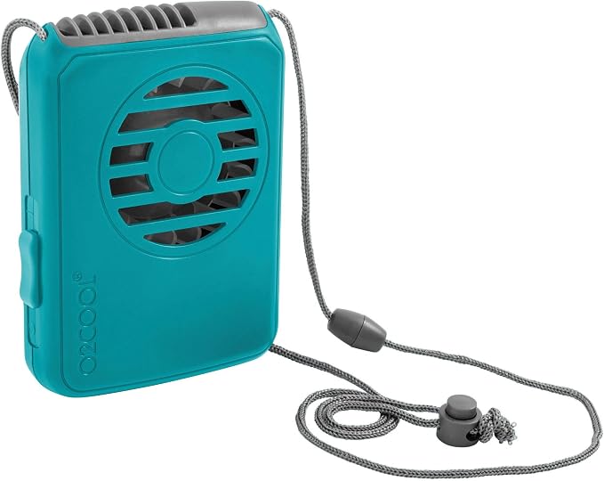 O2COOL Deluxe Necklace Fan Adjustable Lanyard Wearable Fan Teal | Yes