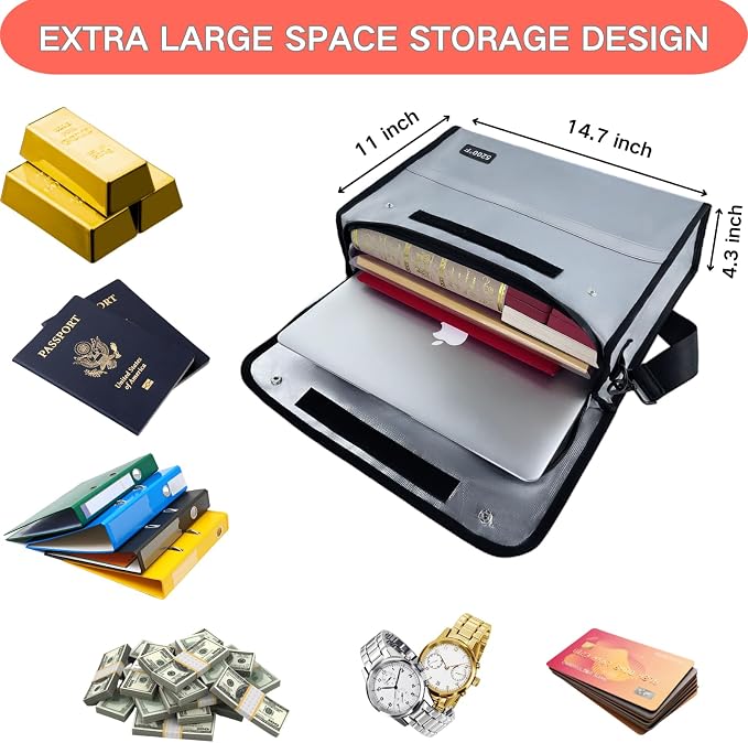 Fireproof Document Organizer - Waterproof & Fireproof Document Box for Home, Office & Travel (White-01)