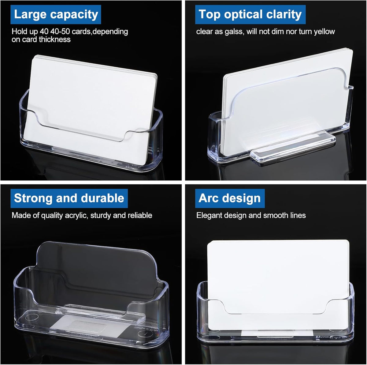 Bucherry Acrylic Business Card Holder Clear Desktop Business Card Holder Display Desk Stand for Office Exhibition Paper Brochure Supplies(24 Pieces)