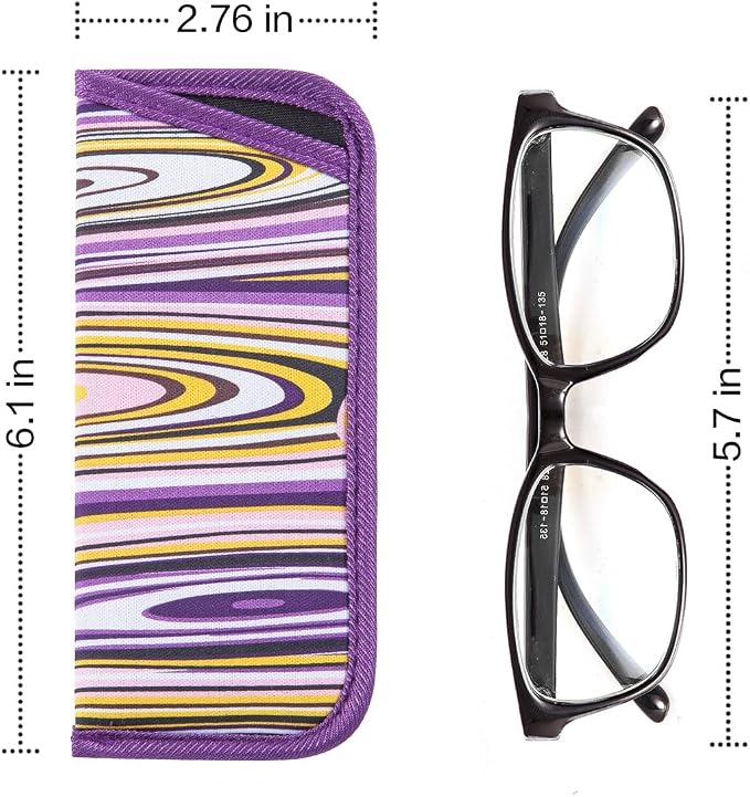 TRIUMPH VISION Reading Glasses Pouch Eyeglass Sleeve Soft Case Slim 3 Pack | Alternative to Bulky Case Lightweight，Neoprene Lined Padded Protect Optical lens Slip in, Cute Pattern Portable for Daily Use