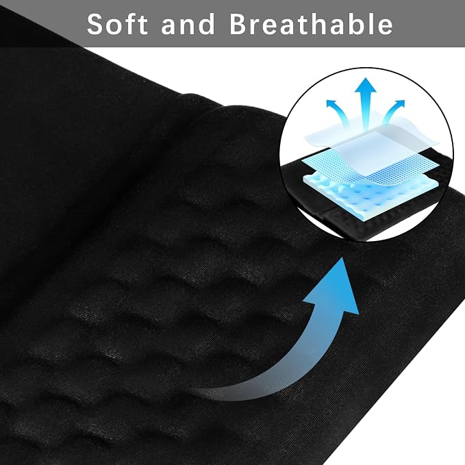 Keyboard Wrist Rest -Ergonomic Keyboard Stand with Wrist Rest- with Carpal Tunnel Pain Relief Massage Bumps and Full Memory Gel Design - Ideal Frequent Computer (Black)