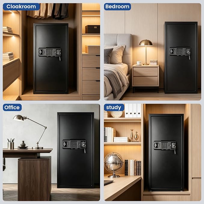 Large Biometric Fireproof Safe, 6.0 Cub Fingerprint Safe for Home Office | Quick Fingerprint Unlock, Anti-Theft Alarm, Mute Mode, Anchor Design, Sensor Light, Removable Shelf