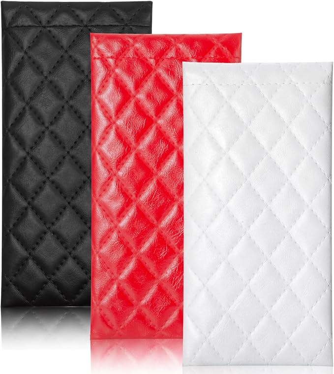 TRIUMPH VISION Eyeglass Case Glasses Case Soft Sunglass Pouch Sleeve 3 Pack | Slim Lightweight Alternative to Bulky Case, Leather Lined Protect Lens, Squeeze Easy to Use, Stylish Portable for Daily Use