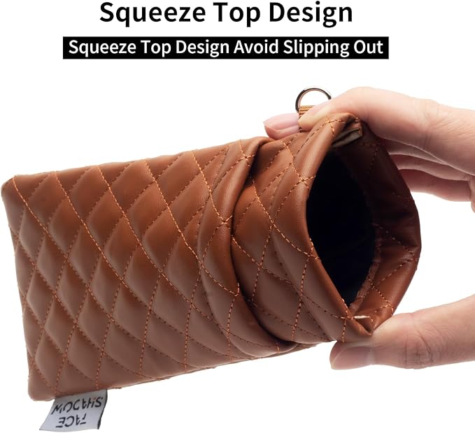 Face Shadow Double Glasses Case Soft Eyeglass Case For Women Men Squeeze Top Sunglasses Case With Cleaning Cloth