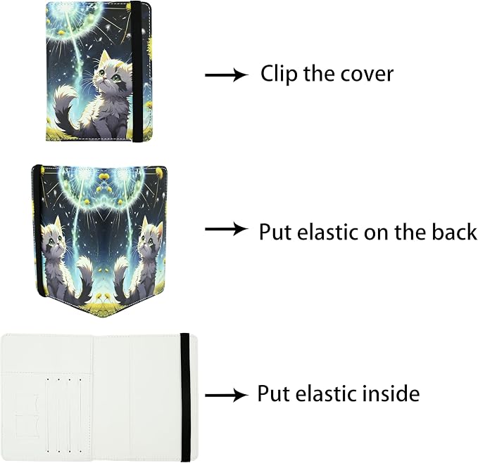 Cute Cat Passport Holder for Women and Men PU Leather Passport Cover for Travel