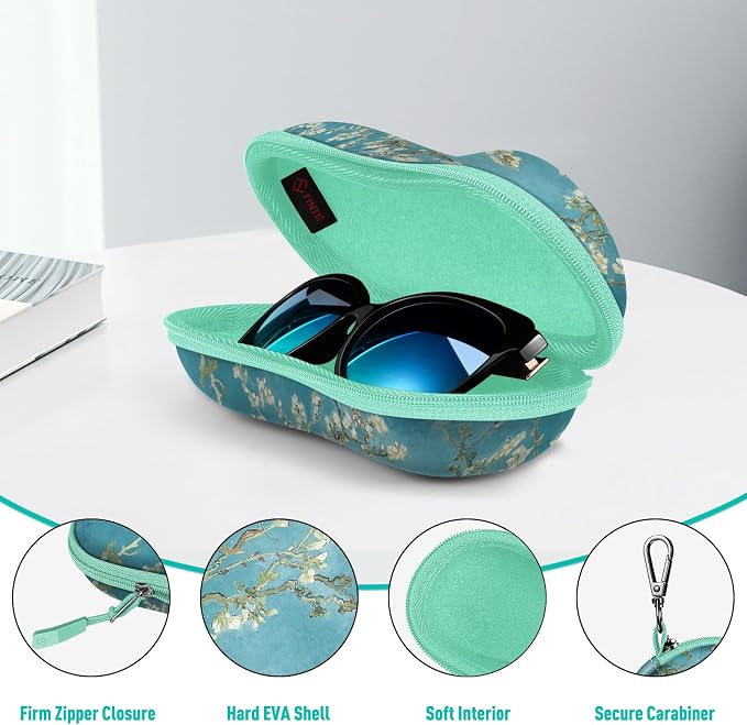 FINTIE Sunglasses Case, Hard EVA Shell Shockproof Sport Glasses Case with Metal Carabiner Travel Zipper Eyeglasses Holder