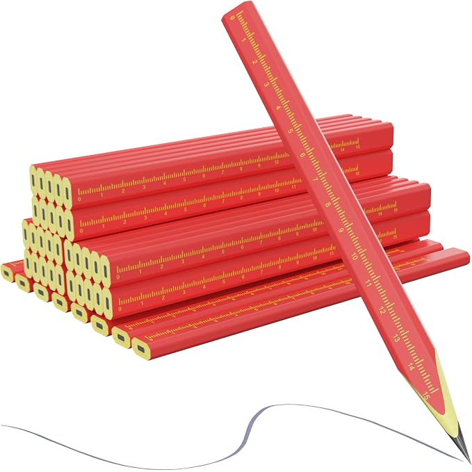 KR. LIF Professional Carpenter Pencils - 29 Pcs Construction Pencils Hexagonal Design