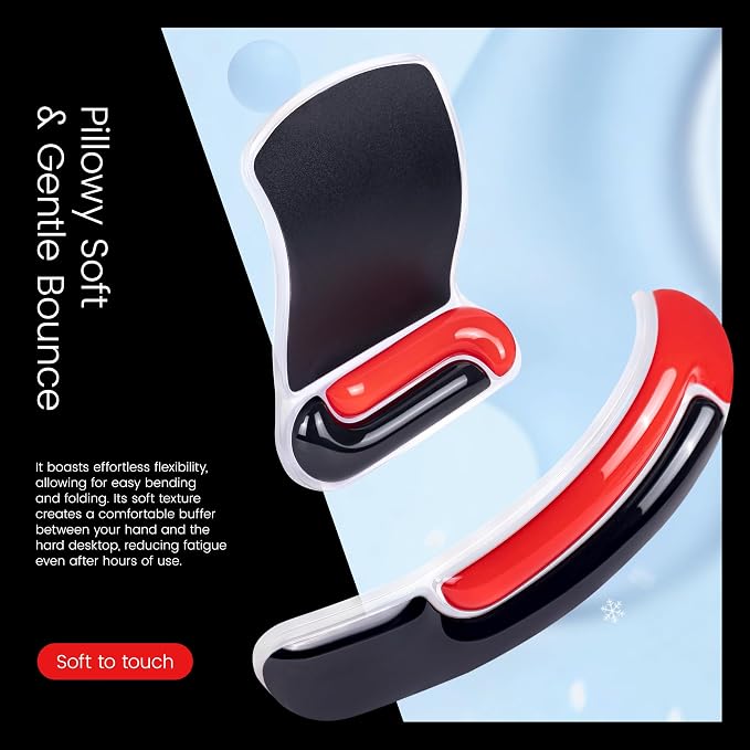 Ospelelf Mouse Pad with Wrist Rest and Ergonomic Gel Keyboard Hand Wrist, Support for Typing Gaming, Relieve Wrist Pain, Cool & Easy to Clean, for Office, Programmer, Home Computer Use, Black Red