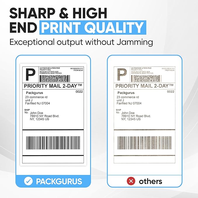 PackGurus 4"x6" Direct Thermal Label Roll, Shipping Labels with Perforated, Commercial Grade for Thermal Printer, 500 Labels/Roll, 4 Rolls (2,000 Labels Total)