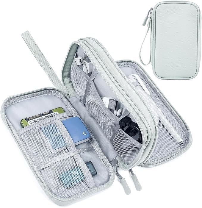 Electronic Organizer Travel Cable Accessories Bag,Electronic Organizer Case,Electronic Accessories Organizer Bag for Power Bank, Charging Cords, Chargers, Mouse, USB Cable, Earphones (Mint Green)