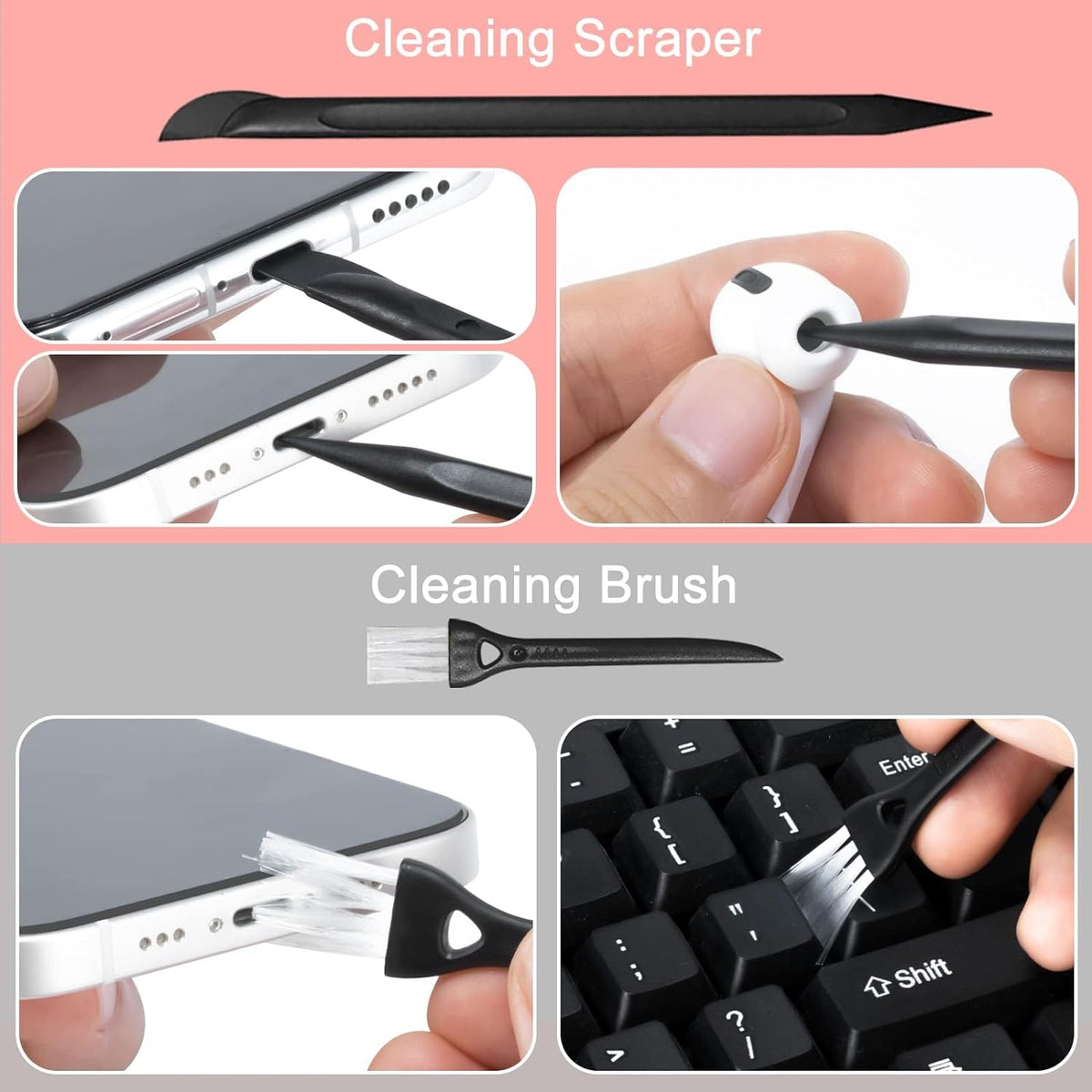 2 Pack Screen Cleaner Spray and Wipe for Laptop Monitor and Car Screens, Phone Touchscreen Mist Cleaning Kit for Cellphone, Tablet, PC, Computer, LCD, Eyeglass, iPhone, iPad, Mac Pro - Grey and Pink