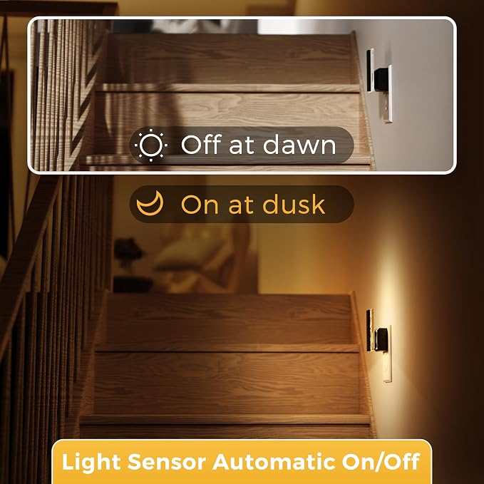L LOHAS LED Night Lights Plug Into Wall, 2 Pack Night Light with Dusk-to-Dawn Sensor, Dimmable Decorative LED Nightlights, 0-100LM 3000K Adjustable Brightness for Bathroom, Hallway, Bedroom,Stairway