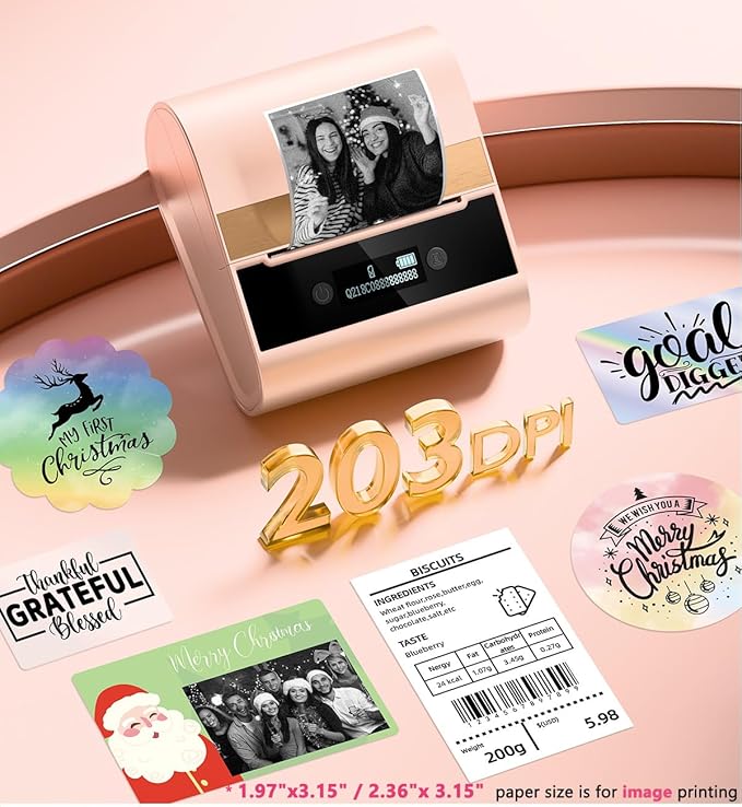 Phomemo Label Printer -M260 Address Label Maker Machine with Tapes,Bluetooth Thermal Label Printer, for Gift Decoration,Name Tag,Barcode,Logo, Easy to Use with Phones& PC - Pink