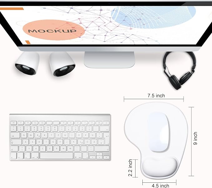 JIKIOU Ergonomic Mouse Pad with Gel Wrist Rest 2 Pack, Portable Small Blank | Upgraded-Prevent Gel Leakage, Ergonomic Design for Pain Relief, Cooling Gel filled, Smooth Lycra Surface, Non-Slip PU Base