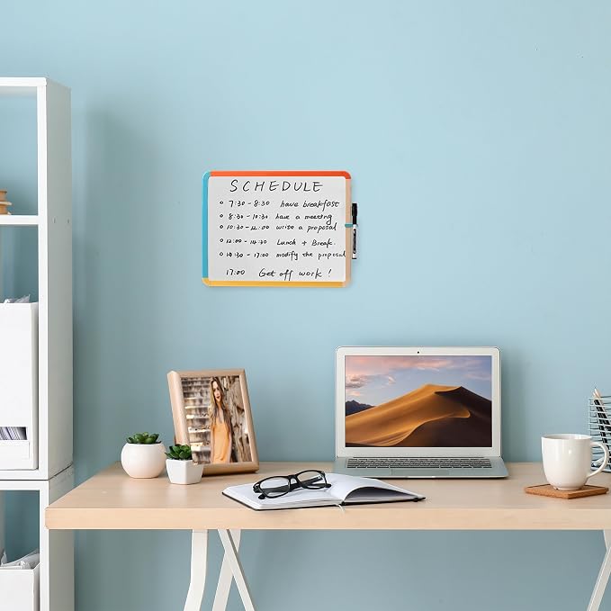 Mr. Pen- Dry Erase Board, 14” x 11” with a Black Dry Erase Marker, Colorful Frame, Small White Board, White Board for Kids | Colorful Frame, Small Mini White Board for Students, Fridge, Wall, Locker, Includes Double Sided Tapes