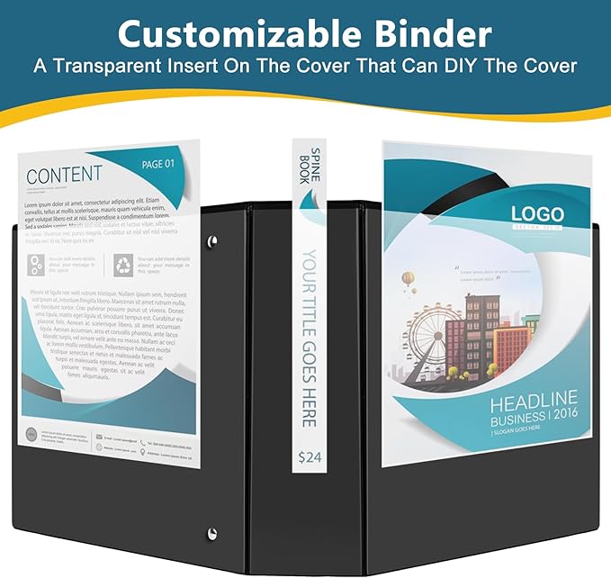 CIXILDTS 3" 3 Ring Binder, Standard 3-Inch Slant-D Ring Binder Fit Letter Size Paper, Presentation View Binders, 2 Packs, Black