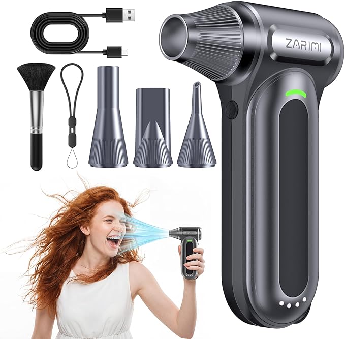 Electric Compressed Air Duster, 170000RPM High-Speed Cordless Air Blower with Rechargeable Battery for Keyboard, PC & Electronics Car Cleaning, Reusable Canned Air Alternative