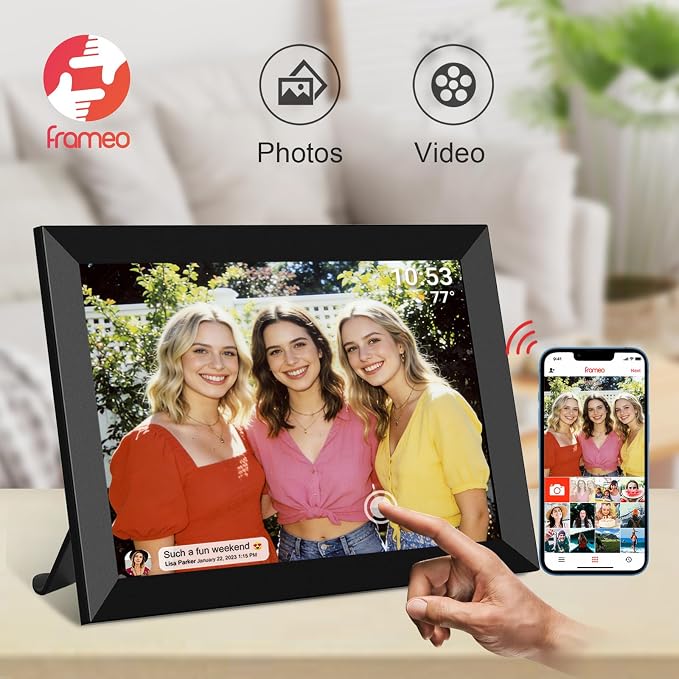 32GB FRAMEO 10.1 Inch Smart WiFi Digital Photo Frame 1280x800 IPS LCD Touch Screen, Auto-Rotate Portrait and Landscape, Built in 32GB Memory, Share Moments Instantly via Frameo App from Anywhere