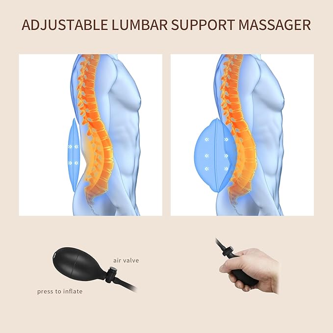 Back Massager with Heat, Massage Seat Cushion with 3D Back Support, 8 Vibrating Motors Massager Chair Pad for Full Body Pain Relief, Ideal Gift for Valentine's Day/Lover/Parents/Friends