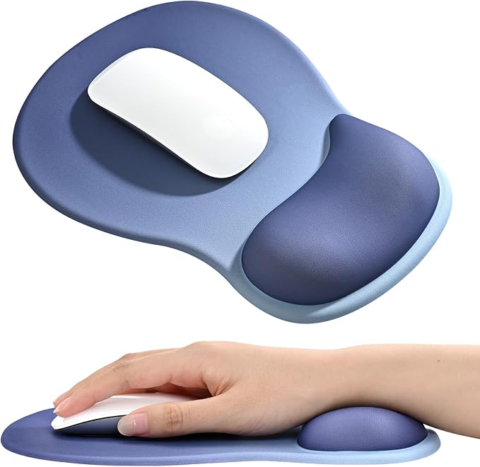 EooCoo Mouse Pad with Gel Wrist Rest, Ergonomic Mousepad Wrist Alignment | Middle Concave Design for Natural Wrist Alignment, Non-Slip Base Mousepad, Carpal Tunnel Relief, Office Desk Accessories