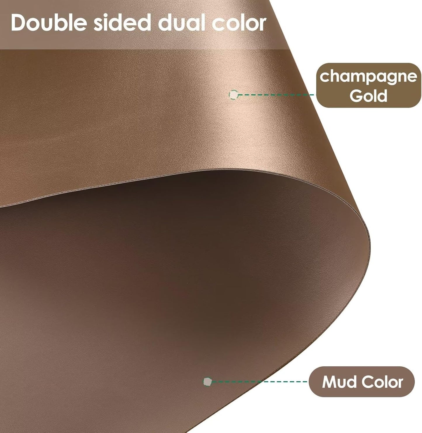 Leather Dresser Cover,1.8mm Thick,14x96 Inch,Dresser Protector Top,Dresser Top Protector,Dresser Cover Top,Dresser Top Cover,Dresser Cover Top for Bedroom.(Mud Color+Champagne Gold,14x96)