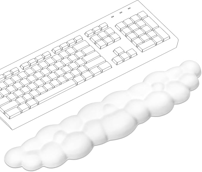 Cloud Wrist Rest Keyboard | Memory Foam, PU Leather, Ergonomically Designed, Typing Comfort and Pain Relief