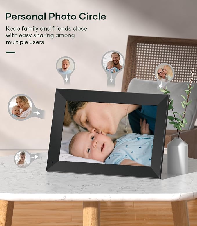 Cozyla Frame: 10.1" WiFi Digital Picture Frame with No Subscription & Unlimited Storage, Support Long Video, Electronic Photo Frame Gift for Family, Share Picture via Google Photos, App, Email, Web