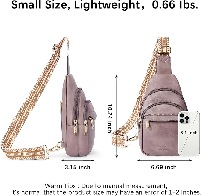 BOSTANTEN Sling Bag for Women Leather Crossbody Bags Fanny Pack Chest Bag for Travel | Adjustable Wide Strap, Small, Anti Theft, Lightweight, Multi Pockets and Carrying Way, Card Slot, Cute Trendy for Everyday