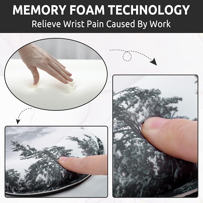 KONVINIT Ergonomic Mouse Pad with Wrist Rest, Small Mousepad with Non-Slip Rubber Base and Smooth Surface, Grey Mouse Pads for Desk, Office Desk Accessories