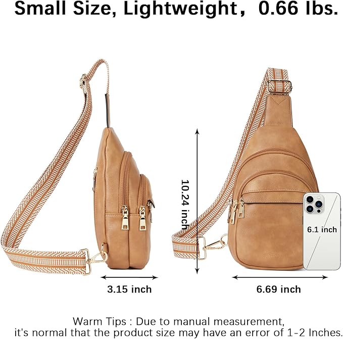 BOSTANTEN Sling Bag for Women Leather Crossbody Bags Fanny Pack Chest Bag for Travel | Adjustable Wide Strap, Small, Anti Theft, Lightweight, Multi Pockets and Carrying Way, Card Slot, Cute Trendy for Everyday