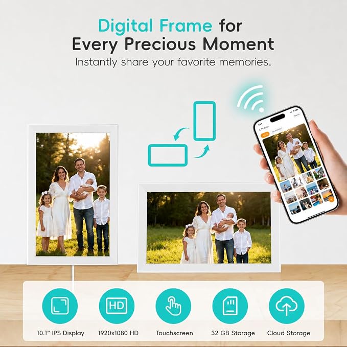 Westsee 10.1" Digital Calendar Frame – Interactive Touchscreen Eletronic Calendars, Smart Family Planner for Schedule, Photo Display, Meals, Chore Chart & Tasks, Wall & Desk Mountable (White)