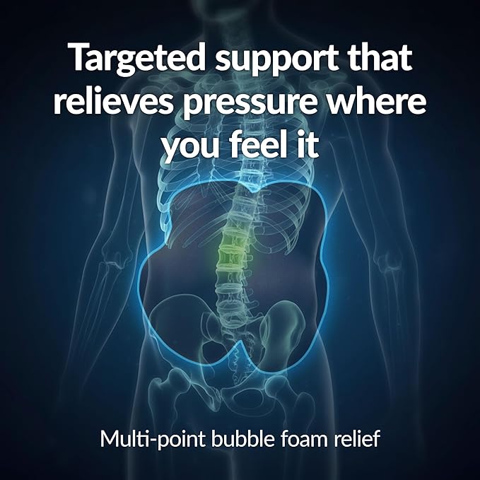 Everlasting Comfort Lumbar Support Pillow for Office Chair - Memory Foam Back Cushion for Car Seat - Promotes Better Posture, Back Pain Relief - Ideal Gaming and Desk Chairs Work and Home Essentials