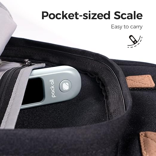 pack all Digital Luggage Scale for Travel, 110Lbs Capacity, 0.1Lb Precision | Handheld, Backlit LCD Display, Lb/Kg/Oz Conversion, Tare Function, Battery Included, Rock Grey