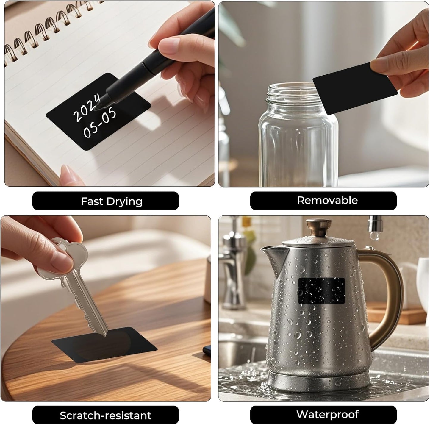 Colored Labels Stickers 3×2 Inch Rectangle Vinyl Black Sticker Removable Assorted Color Coding Name Tag for File Folder Classroom Office Inventory Marking 40 PCS