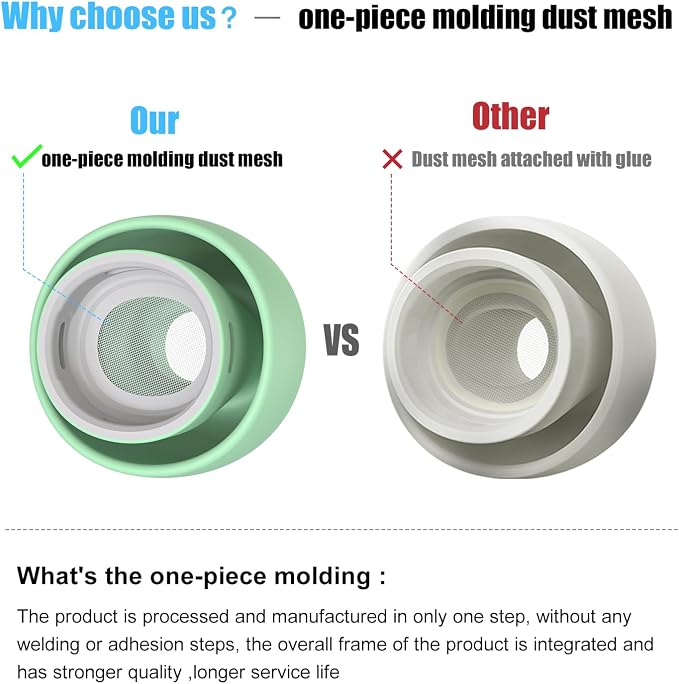 3 Pairs Replacement Ear Tips for AirPods Pro 2nd & 1st(S/M/L, Mint Green) | with Noise Reduction Hole, Silicone Ear Tips with Cleaning Pen & Portable Storage Box, Fit in the Charging Case