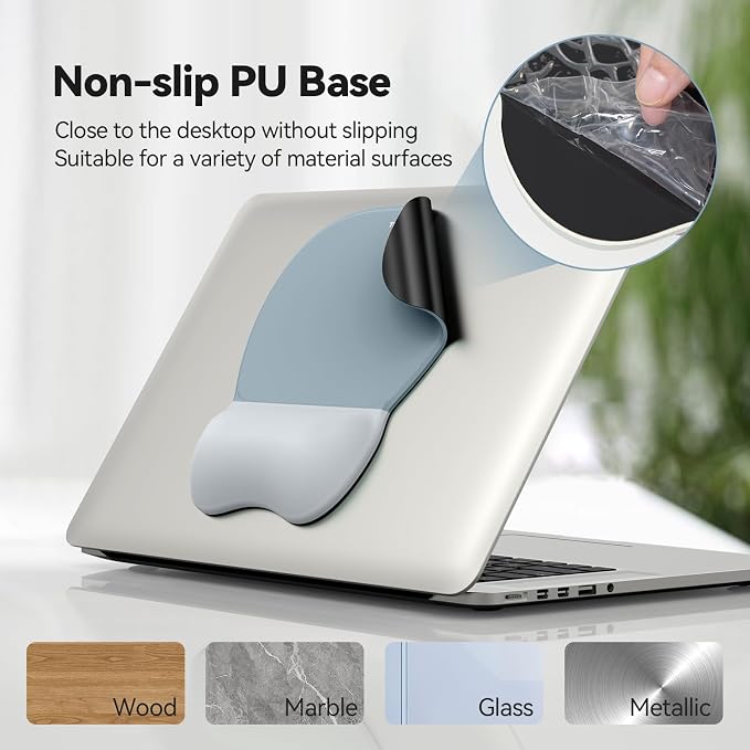 TECKNET Gel Ergonomic Mouse Pad & Keyboard Wrist Rest & Coaster | 3 in 1 Set, Pain Relief, Milk Silk Cloth, Non-Slip PU Base, Easy Typing, Memory Foam Wrist Support for Office & Home