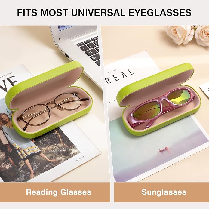 Marvolia Glasses Case Large Hard Shell Eyeglasses Case PU Leather Protective Case for Sunglasses Eyeglasses