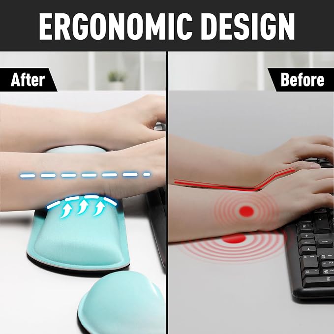 Gimars Upgrade Enlarge Silky Gel Memory Foam Keyboard Wrist Rest, Wrist Rest for Computer Keyboard, Ergonomic Mouse pad Rests for Typing Pain Relief, Wrist Support for Office, Gaming, Blue Gradient