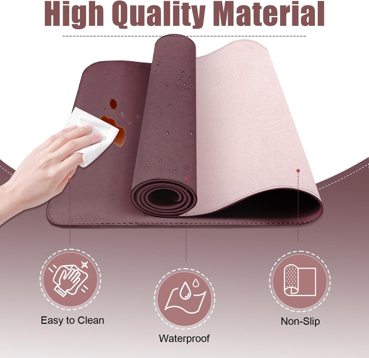 Desk Pad Protector, Leather & Suede Desk Mat, Non-Slip Desk Pad Mat, Large Mouse Pad, Waterproof Desk Blotter Mat, Desk Cover for Office, Home (Dark Purple, 23.6" x 13.7")