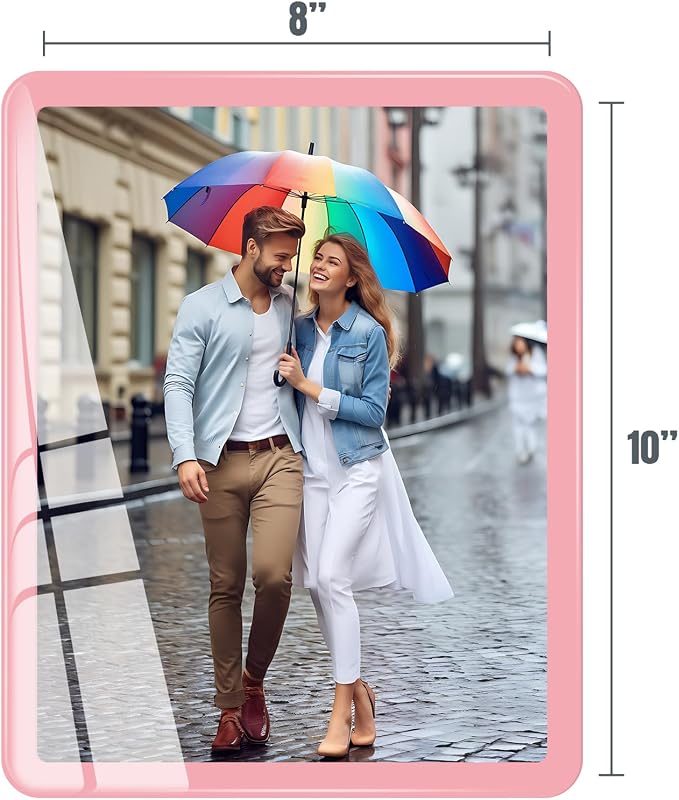 Bluesun Pink 8×10 Picture Frame, Vertical & Horizontal Wall & Tabletop | 8×10 Photo Frame Pink with Tempered Glass & Rounded Corners,Perfect for Girlfriends Sister Mom Women Home & Office