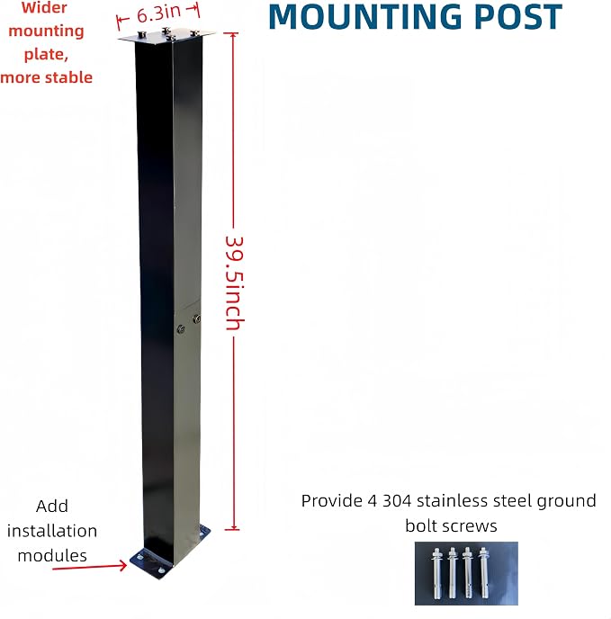 Mailbox,with Mounting Post, 4 Keys,Mailboxes for Outside,Locking Mailbox,Large,Black,Metal Mail Box,Heavy Duty