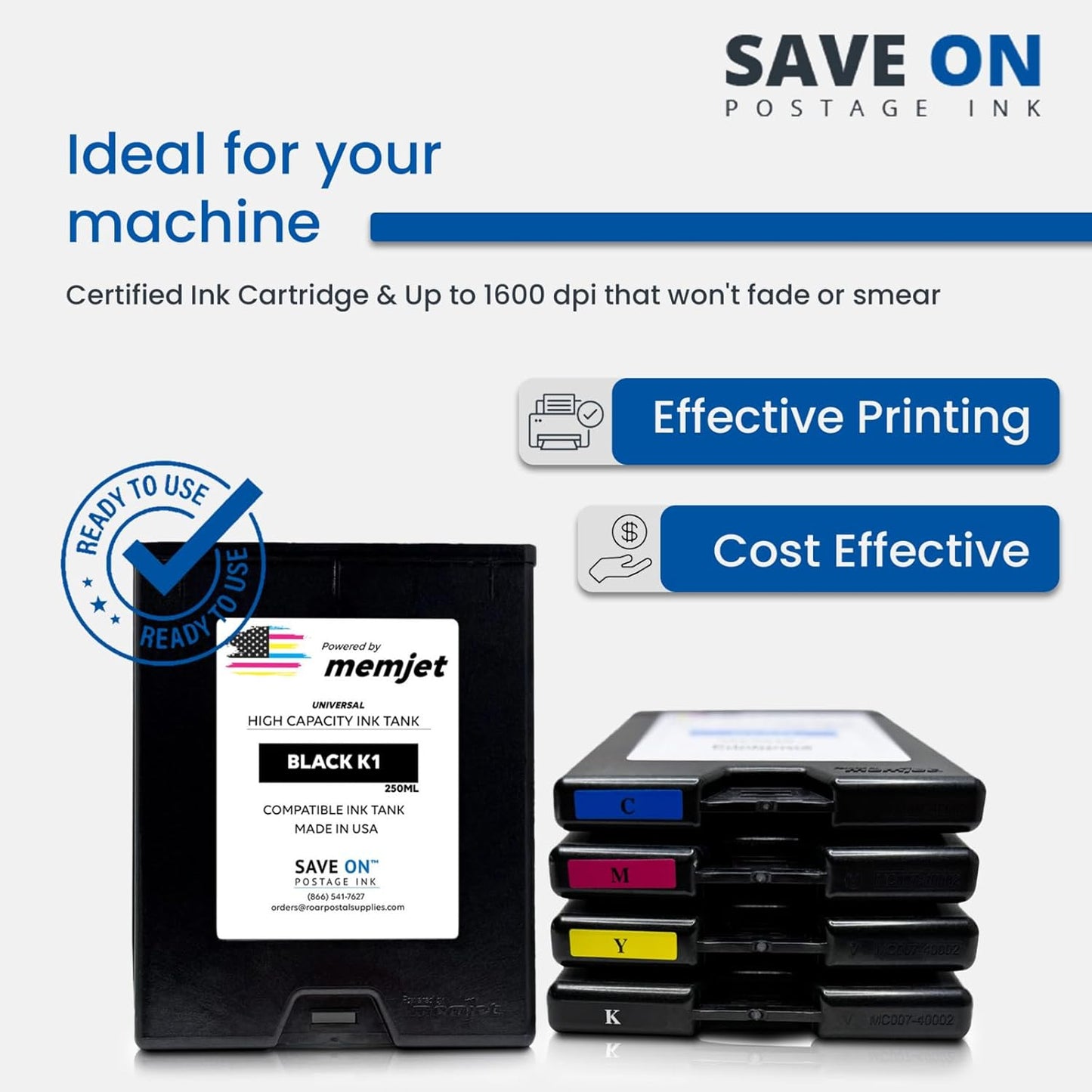 Save On Postage Ink, (2-Pack Memjet Ink Cartridge Compatible Astro 123-2413 | Memjet Ink Compatible HI-Cap Cyan Ink Tank for AstroJet M1 M2 S1 and M1DX | 2 Pack
