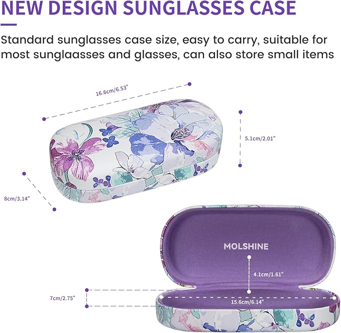 molshine Hard Shell Sunglasses Case,Classic Large Glasses Case for Women Men,Sunglass Eyeglasses